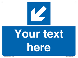 Custom Directional signage blue down left arrow 